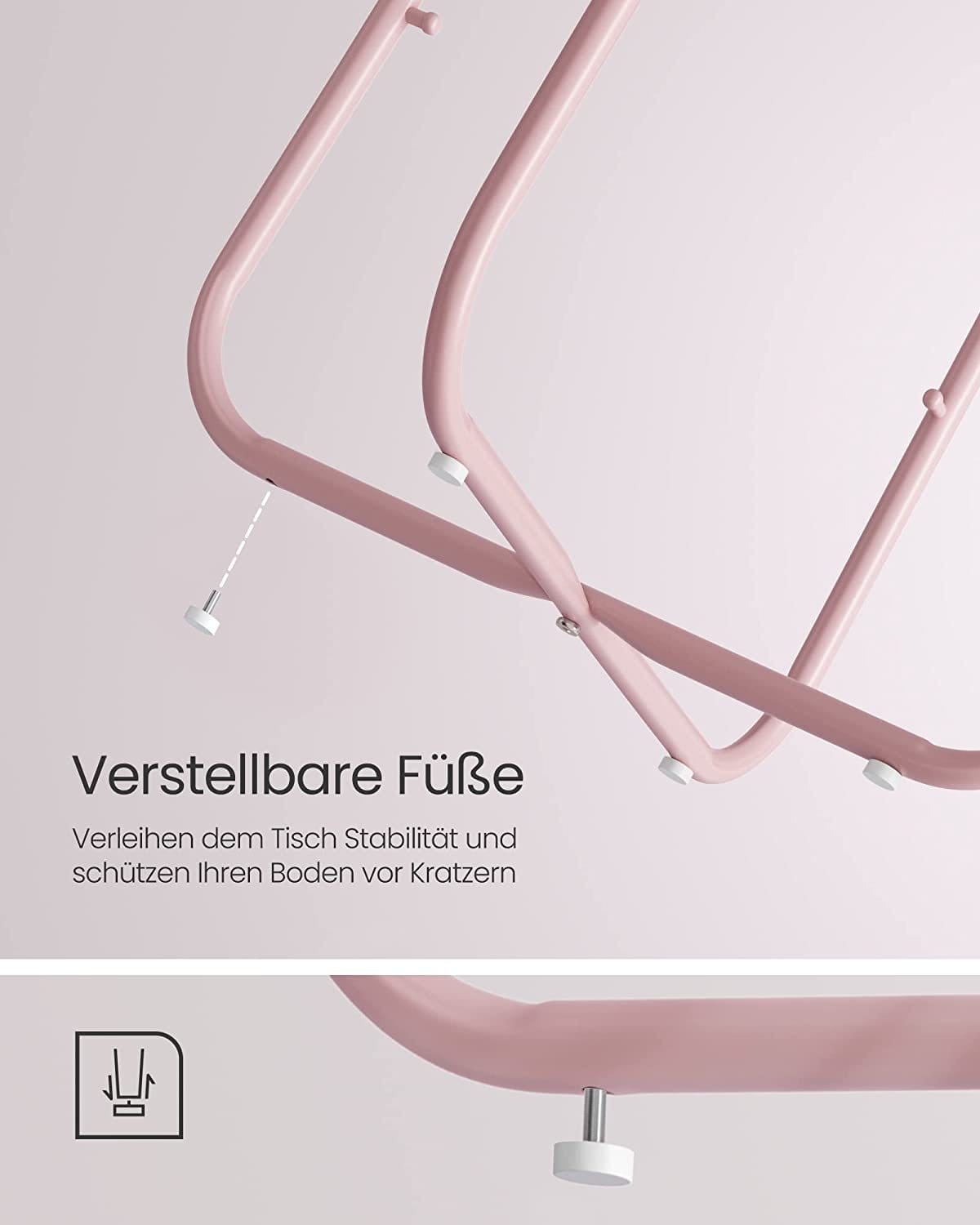 VASAGLE Lille rundt sofabord, sidebord med stofkurv, opbevaring, pastelrosa/sky hvid 6 VASAGLE Lille rundt sofabord, sidebord med stofkurv, opbevaring, pastelrosa/sky hvid - Billede 6
