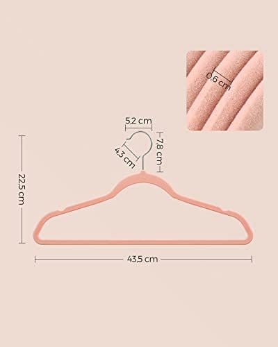 Songmics Sæt med 30 fløjlbøjler, 42 cm lange, tynd og holdbare, høje belastningskapacitet, med 360 ° drejekroge, til frakkertrøjer, lyserød CRF26PK, ABS -plast, metal, 43,5 x 0,6 x 22,5 cm 7 Songmics Sæt med 30 fløjlbøjler, 42 cm lange, tynd og holdbare, høje belastningskapacitet, med 360 ° drejekroge, til frakkertrøjer, lyserød CRF26PK, ABS -plast, metal, 43,5 x 0,6 x 22,5 cm - Billede 7