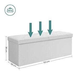 Songmics 120L Ottoman Bench Opbevaringsboks Opbevaring Cube, hvid - Image 6