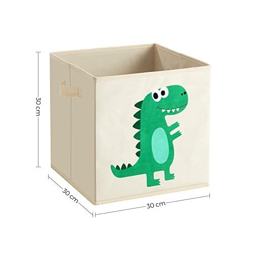 Songmics opbevaringsbokse, sæt med 3, opbevaringskurve, legetøjsopbevaring, stofbokse, 30 x 30 x 30 cm, sammenfoldelig, med håndtag, soveværelse, legerum, dinosaurier, beige RFB704W03 5 Songmics opbevaringsbokse, sæt med 3, opbevaringskurve, legetøjsopbevaring, stofbokse, 30 x 30 x 30 cm, sammenfoldelig, med håndtag, soveværelse, legerum, dinosaurier, beige RFB704W03 - Billede 5