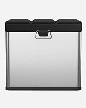 Songmics 54L genvindingsbakke, skraldespand, stålpedalbakke med 3 sektioner, indre spande, 6 sorteringsmærker, for let affaldsseparation, sølv og sort LTB54L - Image 7