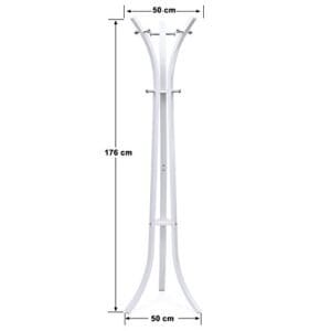 Songmics Heavy Duty Coat Hat Stand Rack Garment Coat Tree 9 Hook Metal, 176 cm hvid RCR01W - Image 3