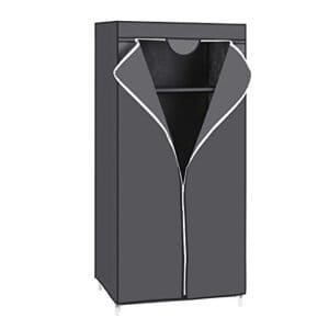 Songmics Stof garderobe, sammenfoldeligt skab med hængende jernbane, enkelt tøjstativ, opbevaringsarrangør til tasker, legetøj, sko, stue, soveværelse, garderobe, 75 x 45 x 160 cm, grå ryg83gy