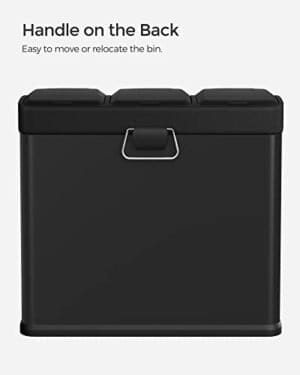 Songmics Recycling Bin, 3-in-1 Pedal Bin, 24-Liter , skraldespand, stål, sort - Image 6