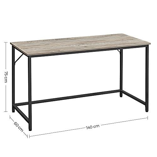 Vasagle Desk, Computer Desk, Slim Office Desk, 140 x 60 x 75,7 cm, studielokale, hjemmekontor, kontor, let samling, stål, industriel design, greige-sort LWD043B02 3 Vasagle Desk, Computer Desk, Slim Office Desk, 140 x 60 x 75,7 cm, studielokale, hjemmekontor, kontor, let samling, stål, industriel design, greige-sort LWD043B02 - Billede 3