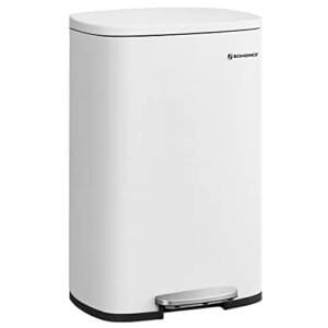 Songmics Kitchen Pedal Bin, 50L Rubbish Waste Bin, med plastisk indre spand, hængslet låg, blød lukning, lugtbestandig og hygiejnisk, hvid LTB101W01
