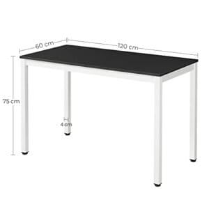 Vasagle Computer Desk, Writing Table med stort skrivebord, stabilt kontorbord, sort, hvid - Image 7
