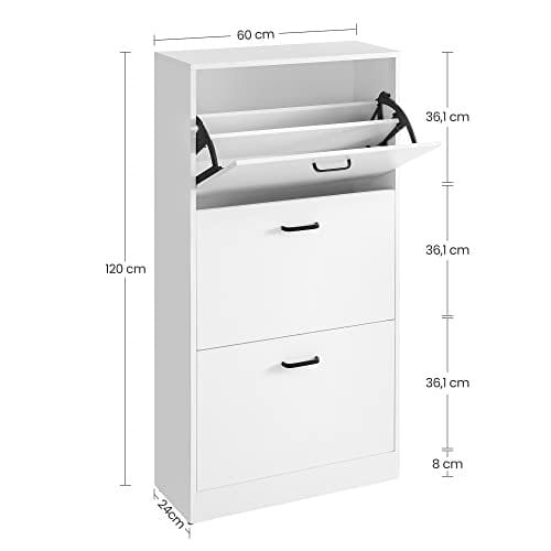 Skoskab med 3 skuffer sko rack skoskab med 3 rum justerbar til gangen stue soveværelse 60 x 24 x 120 cm (L x W x h), hvid 4 Skoskab med 3 skuffer sko rack skoskab med 3 rum justerbar til gangen stue soveværelse 60 x 24 x 120 cm (L x W x h), hvid - Billede 4