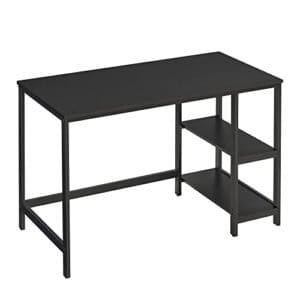 Vasagle LWD047B16 COMPUTER Desk PC Desk Office Table med 2 hylder på højre eller venstre side til kontorets stue stål ramme industriel design sort sort