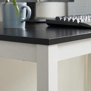 Vasagle Computer Desk, Writing Table med stort skrivebord, stabilt kontorbord, sort, hvid - Image 5