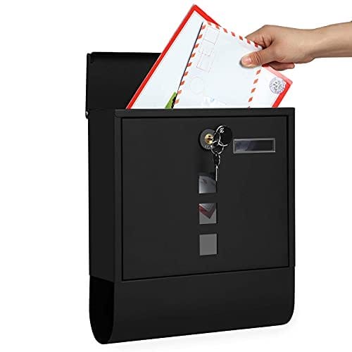 Songmics-postkasse, vægmonteret postbokse, afdækket lås med kobberkerne, avisholder, visning af vinduer og navneskilt, let at installere, sort GMB020B02 3 Songmics-postkasse, vægmonteret postbokse, afdækket lås med kobberkerne, avisholder, visning af vinduer og navneskilt, let at installere, sort GMB020B02 - Billede 3