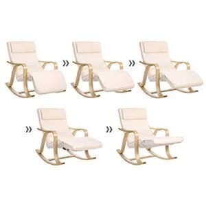 Songmics Solid Wood Rocking Stolefodstøtte med 5 justerbare højder holder op til 150 kg lysegrå lyy41m - Image 5