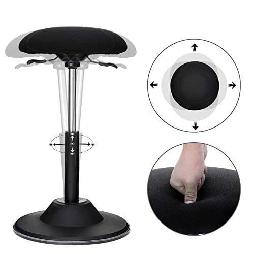 Songmics Active Sitting Balance Chair, Height Justerable Work Aftol, 360 ° Swivel BARECTOol, sædehøjde 50-70 cm, med anti-slip bundpude, OSC01BK 4 Songmics Active Sitting Balance Chair, Height Justerable Work Aftol, 360 ° Swivel BARECTOol, sædehøjde 50-70 cm, med anti-slip bundpude, OSC01BK - Billede 4