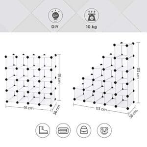 Songmics Interlocking Shoe Rack, rektangulær opbevaringsarrangør, 15-slot modulær DIY-opbevaringshylde, metaltrådgarderobe, hvid LPC44S - Image 6