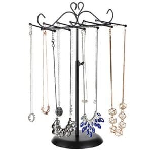 Songmics Jewellery Display Stand Holder, Metal Jewellery Rack Tree, til halskæder, chokere, armbånd, øreringe, god gaveide, sort JJS04BK - Image 7
