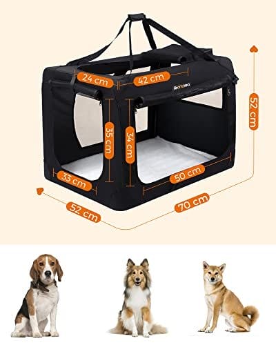 Hundeholder, Foldbar Kæledyrsbærer i Stof, 70 X 52 X 52 Cm, Sort 3 Hundeholder, Foldbar Kæledyrsbærer i Stof, 70 X 52 X 52 Cm, Sort - Billede 3