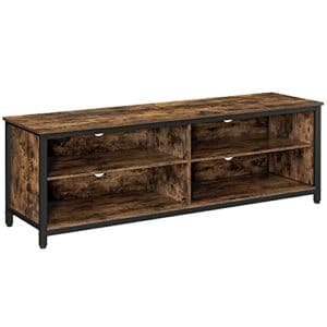 Vasagle TV Stand, 4 cubby tv-kabinet til op til 65-tommer tv, tv-bordsenhed med justerbare hylder og kabelforvaltning, industriel, rustik brun og sort LTV304B01