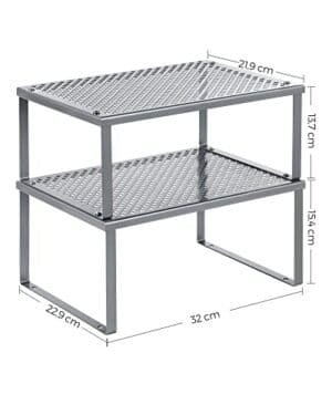 Songmics 2-lags krydderihylde, sølv - Image 7