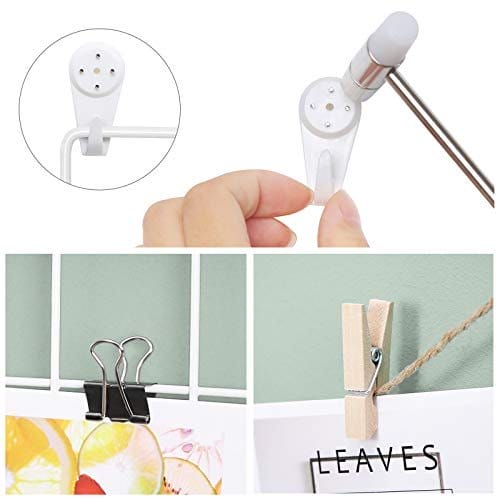 Songmics Grid Panels, Photo Wall Display, Metal Mesh Wall Decor, DIY, Hanging Picture Wall, S Hook, Clip, Hamp Cord, Sæt på 2, White LPP01W 5 Songmics Grid Panels, Photo Wall Display, Metal Mesh Wall Decor, DIY, Hanging Picture Wall, S Hook, Clip, Hamp Cord, Sæt på 2, White LPP01W - Billede 5