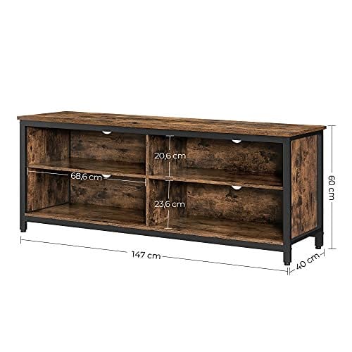 Vasagle TV Stand, 4 cubby tv-kabinet til op til 65-tommer tv, tv-bordsenhed med justerbare hylder og kabelforvaltning, industriel, rustik brun og sort LTV304B01 5 Vasagle TV Stand, 4 cubby tv-kabinet til op til 65-tommer tv, tv-bordsenhed med justerbare hylder og kabelforvaltning, industriel, rustik brun og sort LTV304B01 - Billede 5