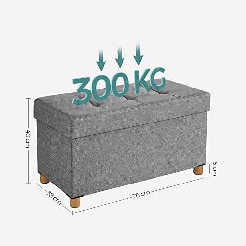 Songmics foldningsbænk afføring med opbevaringsplads og låg, base lavet af massivt træ, rumbesparende 65 l kapacitet, op til 300 kg, 76 x 38 x 40 cm 4 Songmics foldningsbænk afføring med opbevaringsplads og låg, base lavet af massivt træ, rumbesparende 65 l kapacitet, op til 300 kg, 76 x 38 x 40 cm - Billede 4