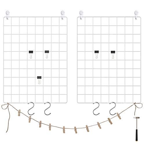 Songmics Grid Panels, Photo Wall Display, Metal Mesh Wall Decor, DIY, Hanging Picture Wall, S Hook, Clip, Hamp Cord, Sæt på 2, White LPP01W 1 Songmics Grid Panels, Photo Wall Display, Metal Mesh Wall Decor, DIY, Hanging Picture Wall, S Hook, Clip, Hamp Cord, Sæt på 2, White LPP01W