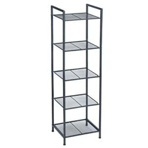 Songmics badeværelse hylde metal køkken hylde 5 lag badeværelse hylde stående hylde plante hylde udvidelige justerbare hylder industrielt design til badeværelse køkken sort bsc35bk