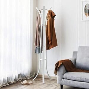 Songmics Heavy Duty Coat Hat Stand Rack Garment Coat Tree 9 Hook Metal, 176 cm hvid RCR01W - Image 2