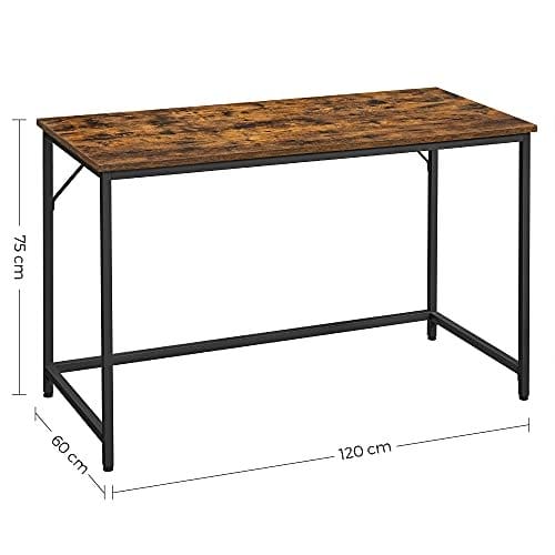 Vasagle Writing Desk, Computer Desk, Small Office Table, 120 x 60 x 75 cm, Study, Home Office, Simple Assembly, Steel, Industrial Design, Rustic Brown og Black LWD039B01 3 Vasagle Writing Desk, Computer Desk, Small Office Table, 120 x 60 x 75 cm, Study, Home Office, Simple Assembly, Steel, Industrial Design, Rustic Brown og Black LWD039B01 - Billede 3
