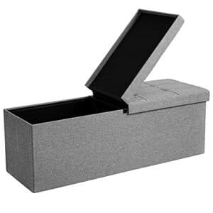 Songmics 120L Foldning Ottoman Bench Storage Box Opbevaring Cube Flipping Lid Shoe Bench Fodskammelbelastningskapacitet på 300 kg lysegrå 110 x 38 x 38 cm LSF71G