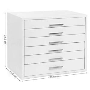 Songmics Wooden Jewellery Box, 6-lags smykker arrangør, ure, hvid - Image 4