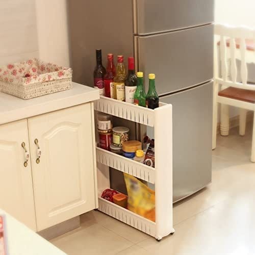 Songmics 3-Tier Slide Out Storage Tower Kitchen Storage Rack Badeværelse Hylde med hjul 72,5 cm Hvid KTR03W 3 Songmics 3-Tier Slide Out Storage Tower Kitchen Storage Rack Badeværelse Hylde med hjul 72,5 cm Hvid KTR03W - Billede 3
