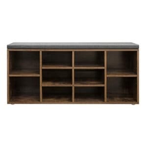 Vasagle skobænk, skohylde, opbevaringsskab, 10 rum, 104 x 30 x 48 cm, eg farve - Image 6