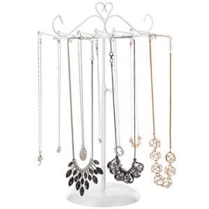 Songmics Jewellery Display Stand Holder, Metal Jewellery Rack Tree, til halskæder, chokere, armbånd, øreringe, gave til piger kvinder, hvid JJS04WT - Image 7