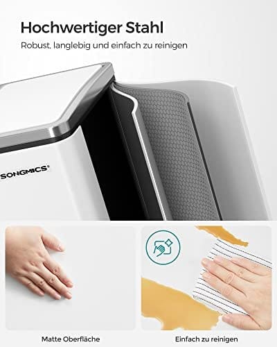 Songmics Kitchen Bin, 2 x 15 l Stål skraldespand, trinbakke med indre spande, hvid 3 Songmics Kitchen Bin, 2 x 15 l Stål skraldespand, trinbakke med indre spande, hvid - Billede 3