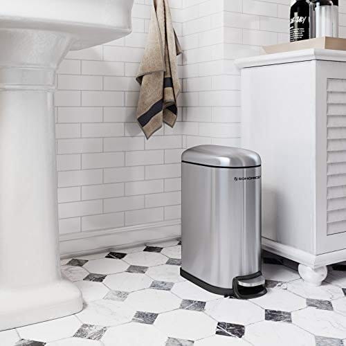 Songmics Slim Rubbish Bin, 10L pedalbakke, stål, aftagelig indre spand, sølv 2 Songmics Slim Rubbish Bin, 10L pedalbakke, stål, aftagelig indre spand, sølv - Billede 2