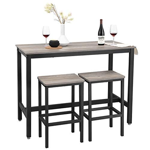 Vasagle Bar Table Set, Bar Table med 2 barstole, morgenmadsbord og afføring sæt, køkkenbord med barstole, til køkken, stue, festlokale, industriel, greige og sort LBT015B02 5 Vasagle Bar Table Set, Bar Table med 2 barstole, morgenmadsbord og afføring sæt, køkkenbord med barstole, til køkken, stue, festlokale, industriel, greige og sort LBT015B02 - Billede 5