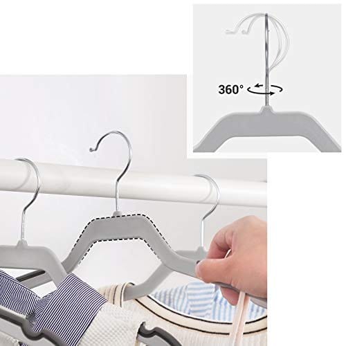 Songmics 20 Pack Suit-bøjler, fladhoveddesign med 360 ° drejekrog, grå 4 Songmics 20 Pack Suit-bøjler, fladhoveddesign med 360 ° drejekrog, grå - Billede 4