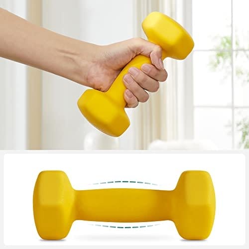 Songmics sæt med 2 håndvægte, 2 x 1 kg, ikke-skridsikre neopren håndvægte, med mat finish, til hjemme træning, gul syl62yl 3 Songmics sæt med 2 håndvægte, 2 x 1 kg, ikke-skridsikre neopren håndvægte, med mat finish, til hjemme træning, gul syl62yl - Billede 3