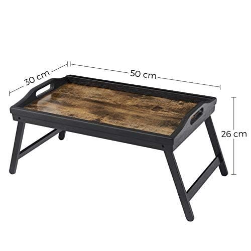 Songmics Bed Tray Bord med bambusfoldningsben, morgenmadsbakke til sofa, seng, servering af snackbakke med rille til telefon tablet, bærbar skrivebord, rustik brun LLD106B01 6 Songmics Bed Tray Bord med bambusfoldningsben, morgenmadsbakke til sofa, seng, servering af snackbakke med rille til telefon tablet, bærbar skrivebord, rustik brun LLD106B01 - Billede 6