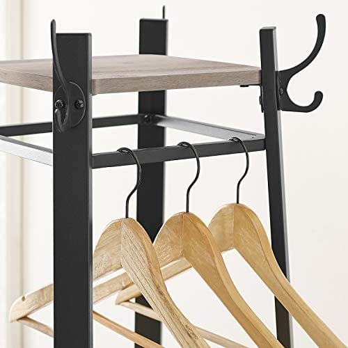 Vasagle Coat Rack, frakke står med 3 hylder, stige hylde med kroge til tørklæder, greige og sort 7 Vasagle Coat Rack, frakke står med 3 hylder, stige hylde med kroge til tørklæder, greige og sort - Billede 7