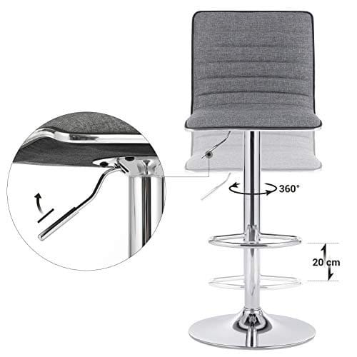 Songmics Sæt med 2 barstole med ryglænet Højdejusterbar linned Smokey LJB15G 4 Songmics Sæt med 2 barstole med ryglænet Højdejusterbar linned Smokey LJB15G - Billede 4