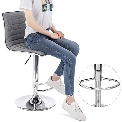 Songmics Sæt med 2 barstole med ryglænet Højdejusterbar linned Smokey LJB15G 3 Songmics Sæt med 2 barstole med ryglænet Højdejusterbar linned Smokey LJB15G - Billede 3