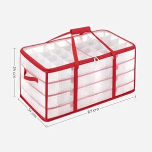 Songmics Christmas Ornament Storage Box, Storage Cube Bin til julepynt, 128 Box Places, Modular Divere, 67 X 34 x 34 cm, semi-gennemsigtig og rød RFB029T01 - Image 7