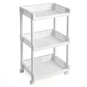 Songmics Rolling Trolley Storage Unit med 3 hylder til køkken badeværelse kælder KSC03WT