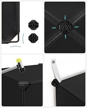 Songmics 15-kub opbevaringsenhed, skostativ, DIY-hyldersystem, pp plasthylde, garderobe, sort - Image 5
