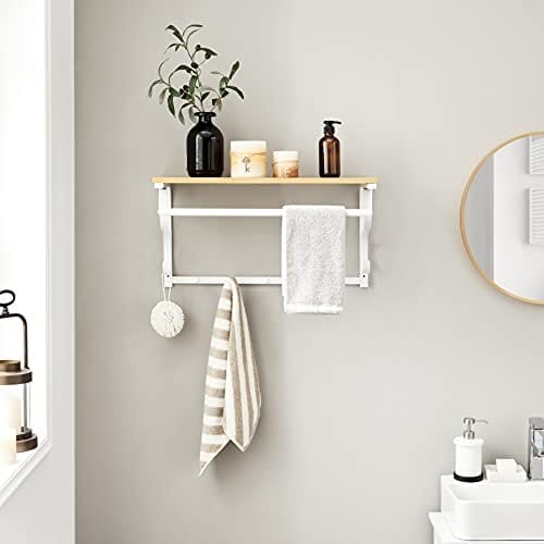 Vasagle frakke rack hylde vægmonteret, krog rack hylde med 5 kroge og hængende jernbane, hvid 5 Vasagle frakke rack hylde vægmonteret, krog rack hylde med 5 kroge og hængende jernbane, hvid - Billede 5