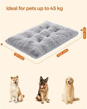 Hundeseng, Hundepude, Fluffy Hundemåtte, Lang Plys, 122 X 74 Cm, Blød Polstring, Maskinvaskbar, Hundekurv, Multifunktionel, Bærbar, Lysegrå - Image 6