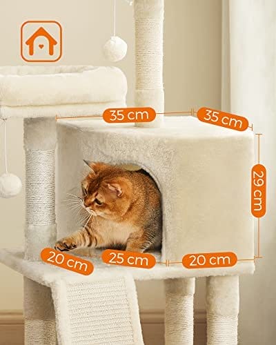 FEANREA PCT141M01 SMÅ KAT Skrabepost med ridserplatforme til Cat Soft Plush 115 cm Fuldt sisal indpakket søjle Beige 4 FEANREA PCT141M01 SMÅ KAT Skrabepost med ridserplatforme til Cat Soft Plush 115 cm Fuldt sisal indpakket søjle Beige - Billede 4
