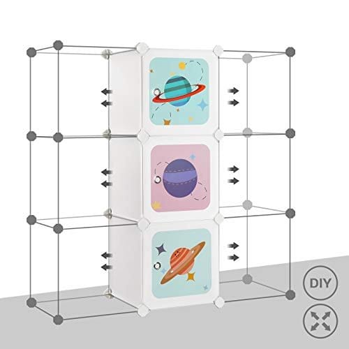 Songmics 10-kub Børns opbevaringsenhed, sammenlåsning af arrangørskabet til børn, plastkubehylder, modulær garderobe med døre til tøjsko legetøjsposer, 123 x 31 x 123 cm, hvid LPC903W01 6 Songmics 10-kub Børns opbevaringsenhed, sammenlåsning af arrangørskabet til børn, plastkubehylder, modulær garderobe med døre til tøjsko legetøjsposer, 123 x 31 x 123 cm, hvid LPC903W01 - Billede 6